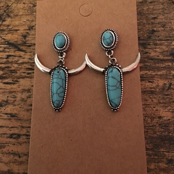Jewelry - Boho western earring sterling steer head turquoise Jewelry - Boho western earring sterling steer head turquoise